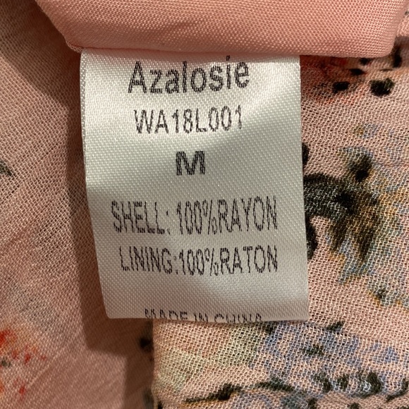 Azalosie Pink Peach Floral Shor Dress  SIZE M 
Sleeve Wrap High Low Maxi - Picture 10 of 10